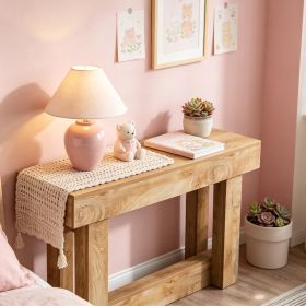 2-Tier Wood Console Table 63 Inch Farmhouse Entryway Table Rustic Wood Storage Table for Living Room Bedroom Hallways