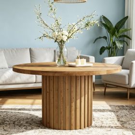 47" round Solid Wood Dining Table for 4 with Fluted Pedestal Base Kitchen Table