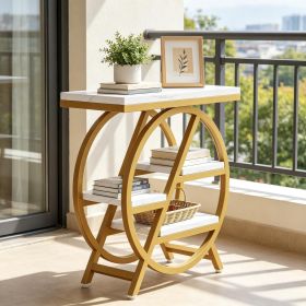 4-Tier Small Side Table with Storage Shelves Snack Table End Table for Living Room Bedroom Rustic Industrial Style