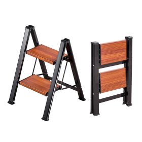 2 Step Ladder, Folding Step Stool with Wide Anti-Slip Pedal and Comfort Handgrip, Lightweight 330 lbs Capacity Portable Aluminum Plant Support