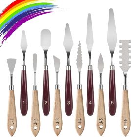 Palette Knife Set, 11 Pieces Stainless Steel Spatula Palette Knives Painting Accessories Art Supplies for Oil Painting, Gouache, Watercolor
