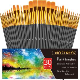 Paint Brushes Set, 30 Pcs Paint Brushes for Acrylic Painting, Oil Watercolor Acrylic Paint Brush, Artist Paintbrushes for Body Face Rock Canvas