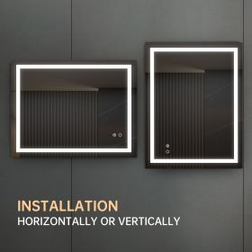 36'*28' LED Lighted Bathroom Wall Mounted Mirror with High Lumen+Anti-Fog Separately Control+Dimmer Function