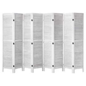Wood Room Divider, 8 Panel Wood Folding Privacy Screen, 66.9 Inches Tall Indoor Louvered Wooden Partition, Portable Decoration Screen