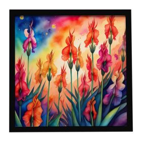 Colorful Gladiolus Framed Metal Print Bathroom, Kitchen, Office, Home Decor Wall Art Ready to Hang, Square, 8X8