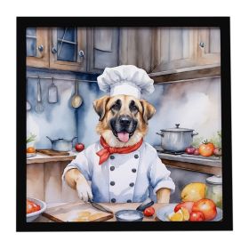 Anatolian Shepherd The Chef Framed Metal Print Bathroom, Kitchen, Office, Home Decor Wall Art Ready to Hang, Square, 8X8