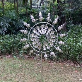 `30cm/11.81in Courtyard Garden Lawn Outdoor Decoration, Unique Wind Collector Magic Kinetic Energy Metal Windmill Spinner Solar Wind Catcher (Model: CX101)
