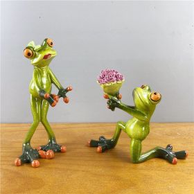 NORTHEUINS Resin Leggy Couple Frog Figurine (Color: C)