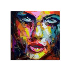 100% Hand Painted Large Home Decor Francoise Nielly Face Oil Painting Wall Art Picture Portrait Palette Knife Canvas Acrylic Texture Colourful No (size: 100x100cm)