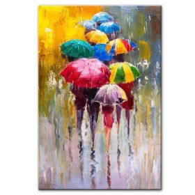 100% Hand Painted Abstract Oil Painting Wall Art Modern Figure Rain view On Canvas Home Decoration For Living Room No Frame (size: 50x70cm)