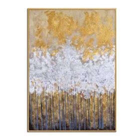Knife drawn textured art on canvas handmade gold and silver landscape wall art picture poster for living room Entrance no framed (size: 90x120cm)