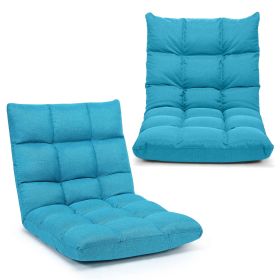 14-Position Adjustable Folding Lazy Gaming Sofa (Color: Light blue)