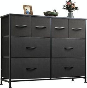 Dresser for Bedroom with 8 Drawers, Wide Fabric Dresser for Storage and Organization, Chest of Drawers, Dressers for Living Room, Closet, Hallway (Color: Black)